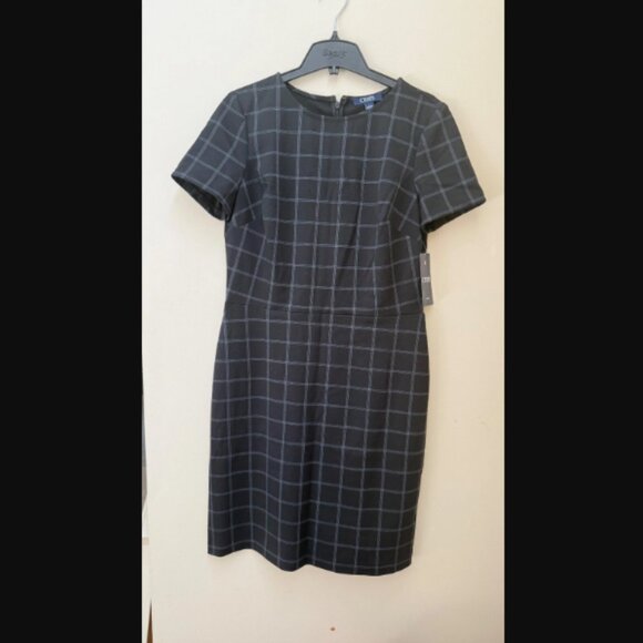 Chaps Sheath Dress Womens Size 6 Short Sleeve Black New With Tag - Picture 1 of 10
